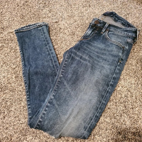 Agolde Chloe Low Rise Slim Jeans Valencia Dark Blue Distressed Wash 26 - Picture 1 of 6